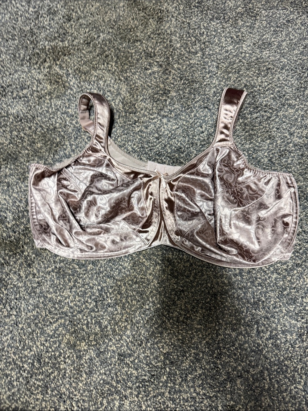Bali Satin Paisley Underwire Bra in Light Mauve 42DDD 42F Style 3562